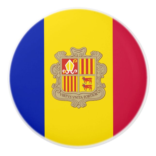Pomo De Cerámica Bandera de Andorra Patriótica (Anverso)