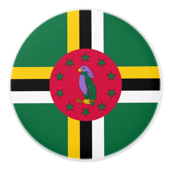 Pomo De Cerámica Bandera de Dominica (Anverso)
