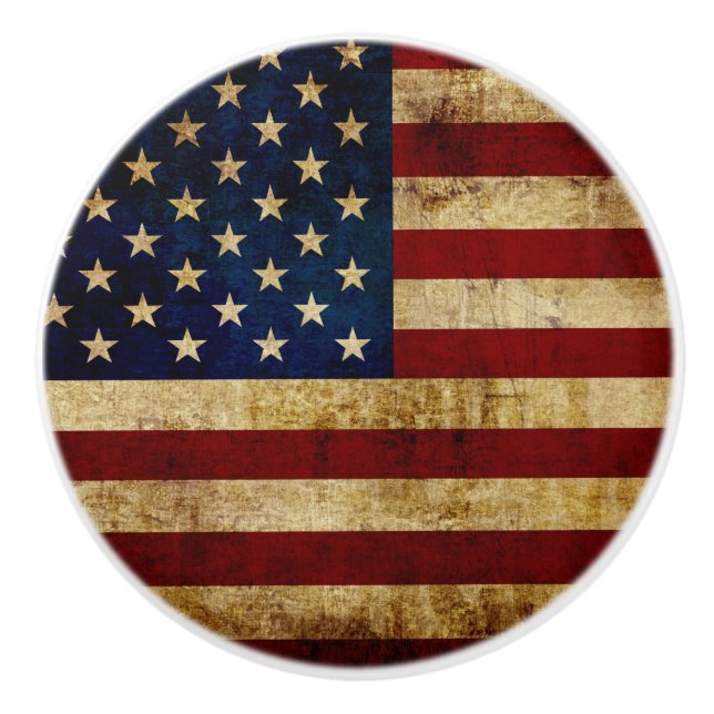 Pomo De Cerámica Bandera de Estados Unidos / Grunge (Anverso)