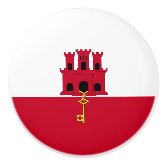 Pomo De Cerámica Bandera de Gibraltar (Anverso)