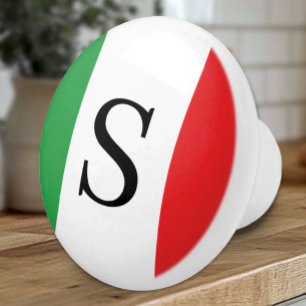 Pomo De Cerámica Bandera de Italia - Monograma italiano