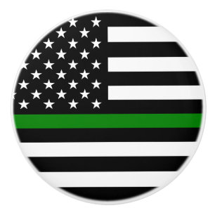 Pomo De Cerámica Bandera de la delgada línea verde: Veteranos milit