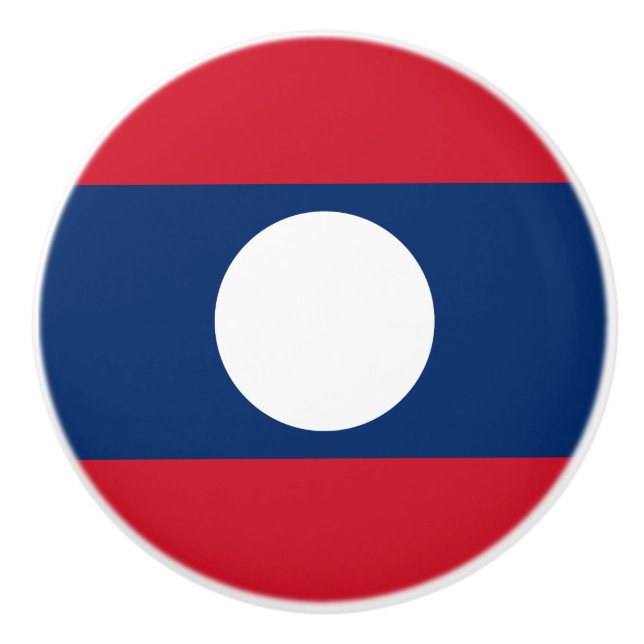 Pomo De Cerámica Bandera de Laos (Anverso)