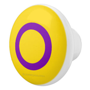Pomo De Cerámica Bandera de orgullo intersexual de SlipperyJoe's fo