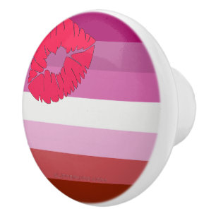 Pomo De Cerámica bandera de orgullo lésbico de labios rojos Slipper
