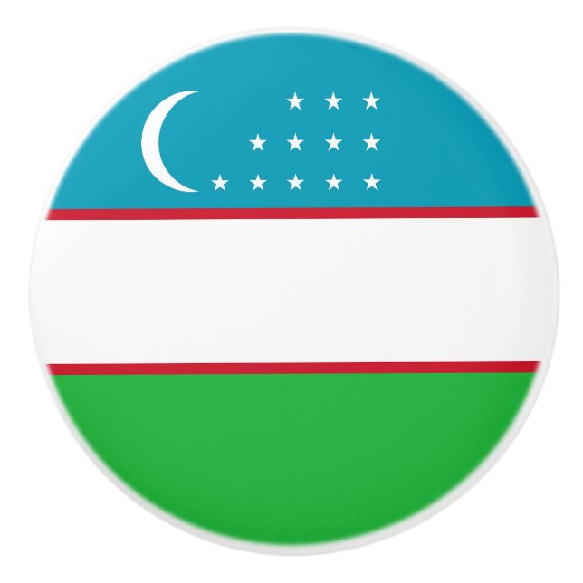Pomo De Cerámica Bandera de Uzbekistán (Anverso)