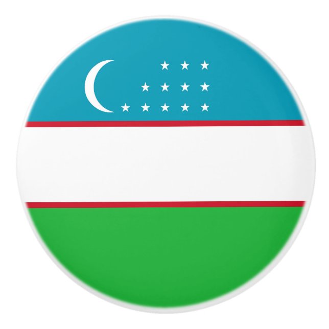 Pomo De Cerámica Bandera de Uzbekistán (Anverso)