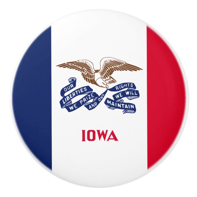 Pomo De Cerámica Bandera del Estado de Iowa (Anverso)