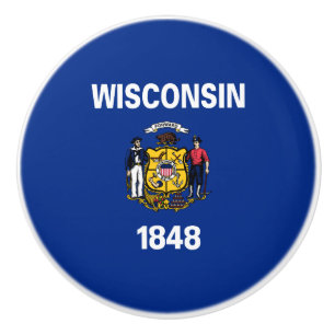 Pomo De Cerámica Bandera del estado de Wisconsin