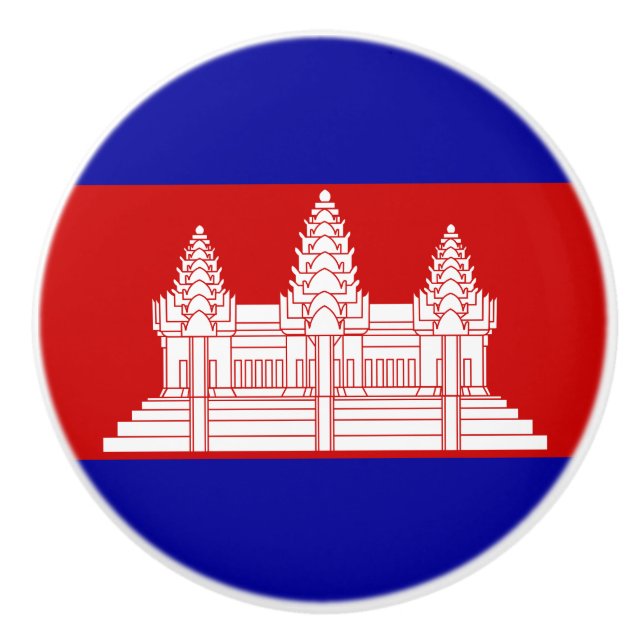 Pomo De Cerámica Bandera del Knob de Cerámica de Camboya (Anverso)