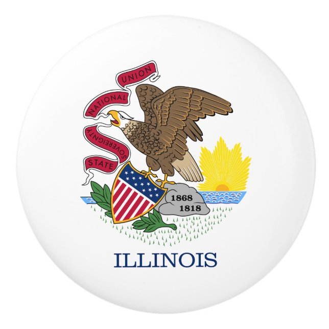 Pomo De Cerámica Bandera Estatal de Illinois (Anverso)