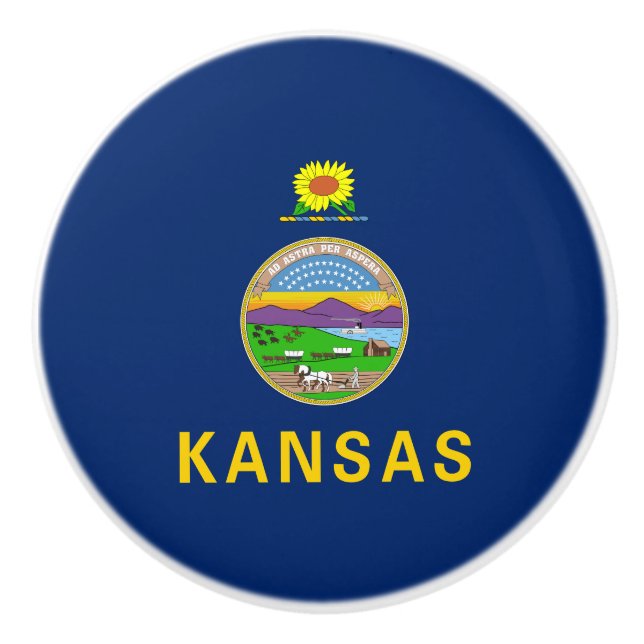 Pomo De Cerámica Bandera estatal de Kansas (Anverso)