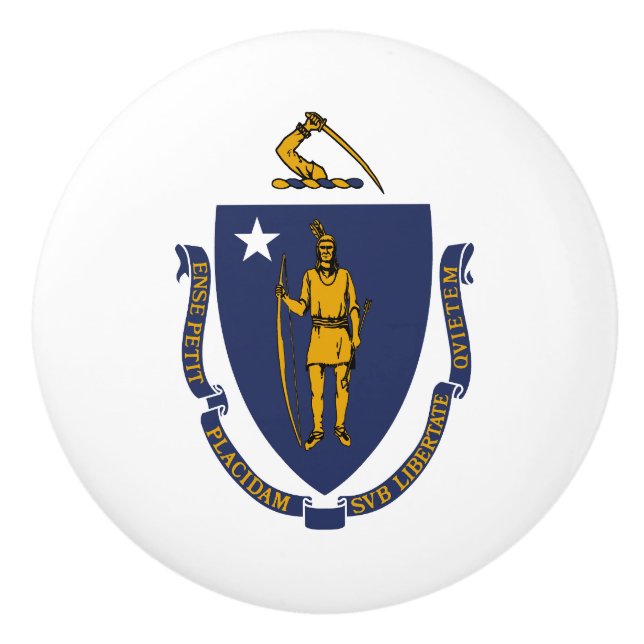 Pomo De Cerámica Bandera estatal de Massachusetts (Anverso)