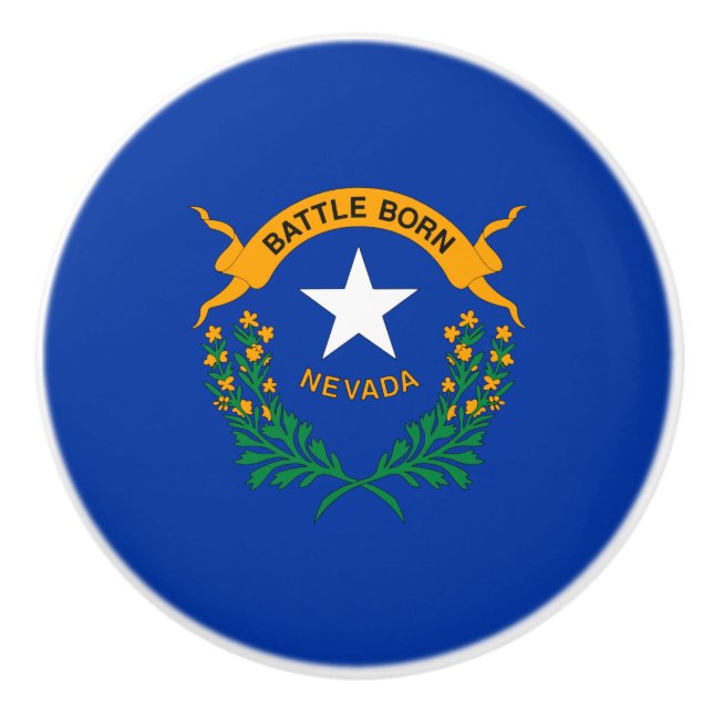 Pomo De Cerámica Bandera Estatal de Nevada (Anverso)