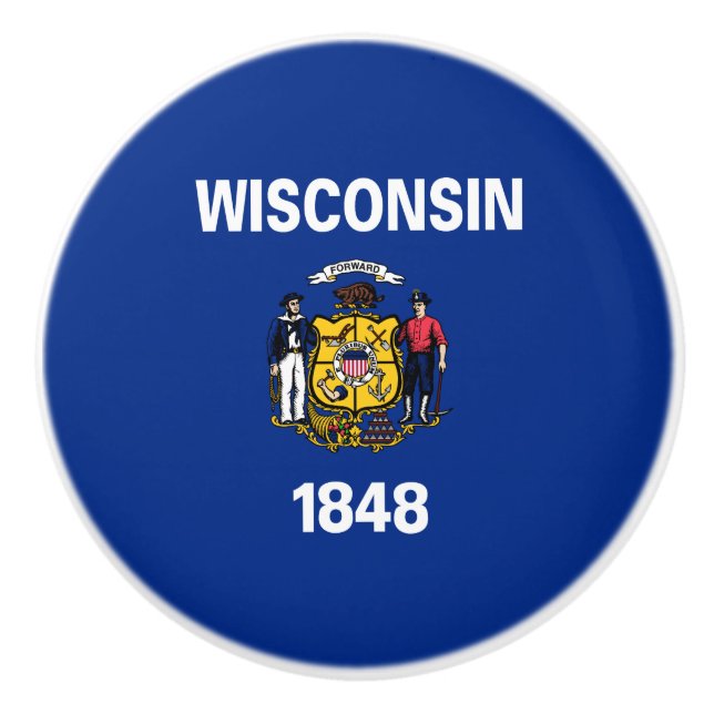 Pomo De Cerámica Bandera estatal de Wisconsin (Anverso)