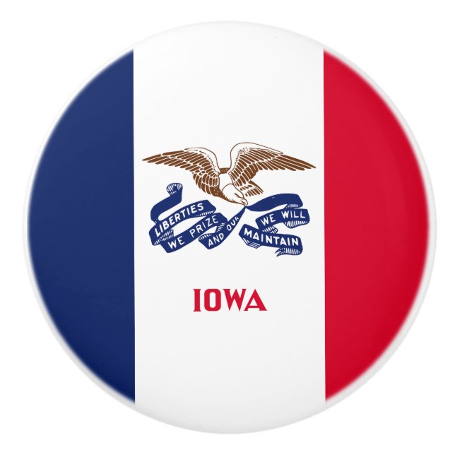 Pomo De Cerámica Bandera Estatal Iowa (Anverso)