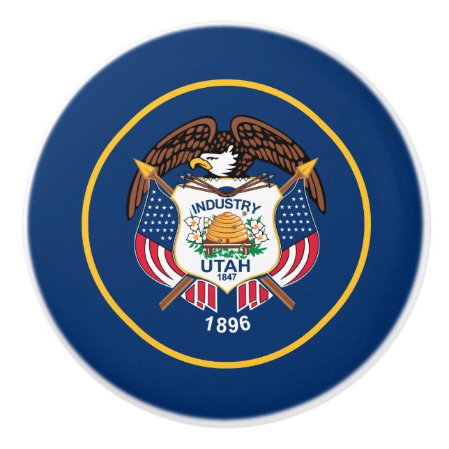 Pomo De Cerámica Bandera Estatal Utah (Anverso)