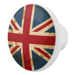 Pomo De Cerámica Bandera manchada de Union Jack Reino Unido del