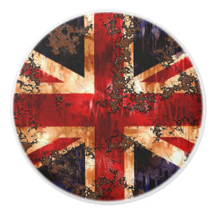 Pomo De Cerámica Bandera Patriótica del Reino Unido Oxidada