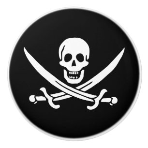 Pomo De Cerámica Bandera Pirata Calavera Espadas Cruzadas