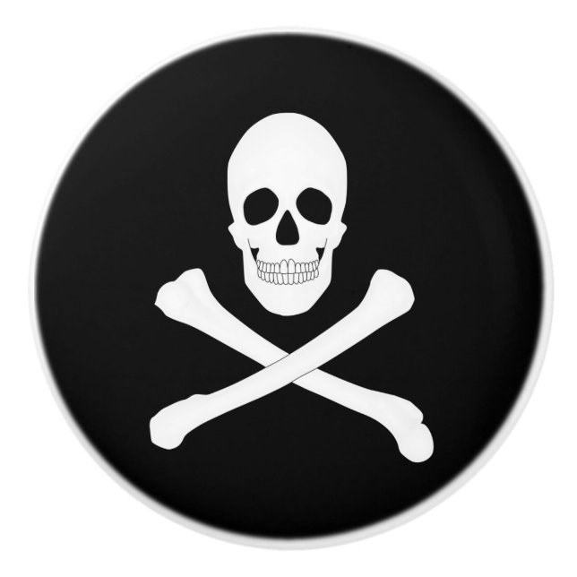 Pomo De Cerámica Bandera pirata (cráneo y cruz) (Jolly Roger) (Anverso)