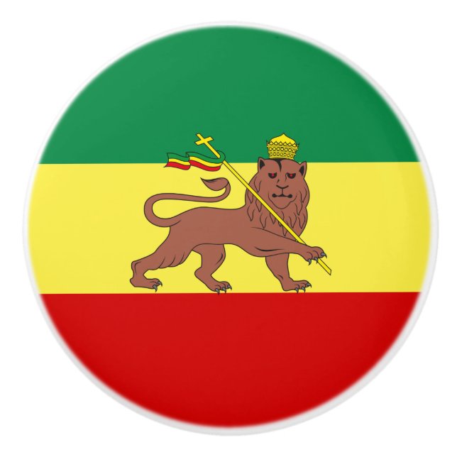 Pomo De Cerámica Bandera rastafari (Rastafarianismo) (Rasta) (Anverso)