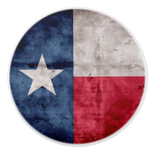 Pomo De Cerámica Bandera resistida del estado de Tejas del vintage