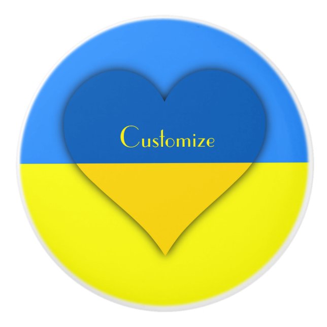 Pomo De Cerámica Bandera ucraniana azul Thunder_Cove (Anverso)