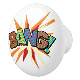 Pomo De Cerámica BANG Arte Pop de Cómic Retro Divertido