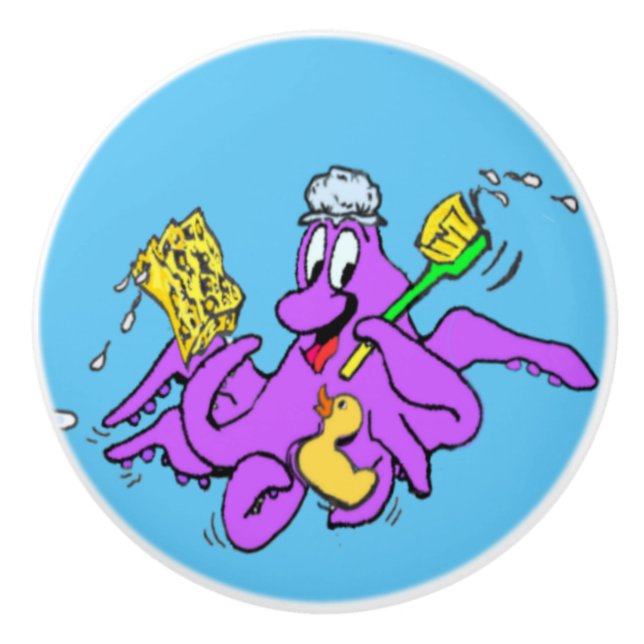 Pomo De Cerámica Baño Octopus Personalizable Extracción de cerámica (Anverso)