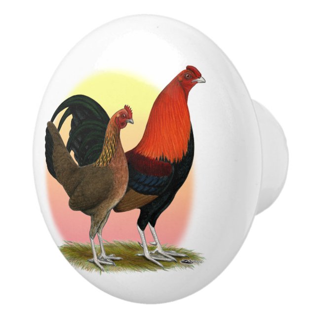 Pomo De Cerámica Bantam, juego inglés antiguo: Rojo BB (Derecha)