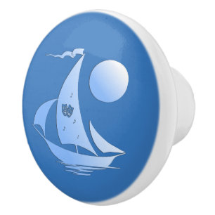 Pomo De Cerámica Barco de vela del Teatro de Comedia y Tragedia Azu