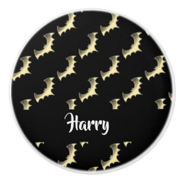 Pomo De Cerámica Bates de oro sobre negro