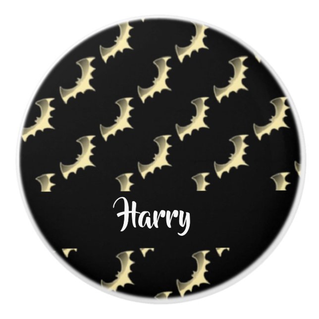 Pomo De Cerámica Bates de oro sobre negro (Anverso)