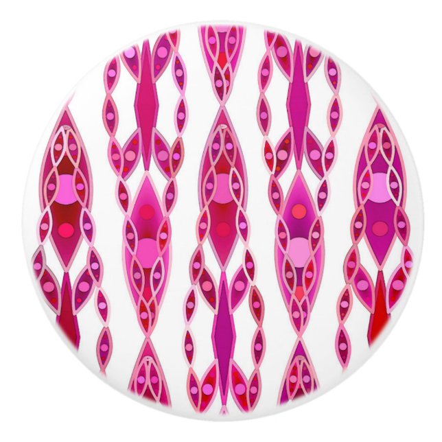 Pomo De Cerámica Batik tribal - Borquín y rosa fucsia (Anverso)