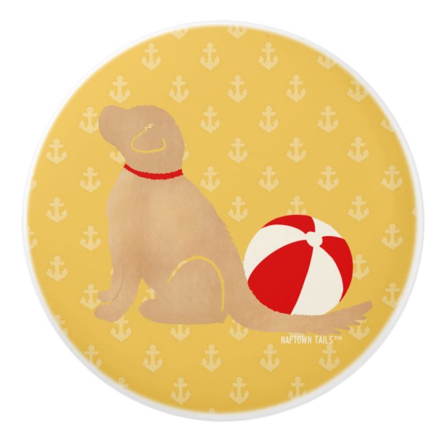 Pomo De Cerámica Beach Ball Days Perro Ropa de vestidor amarillo (Anverso)