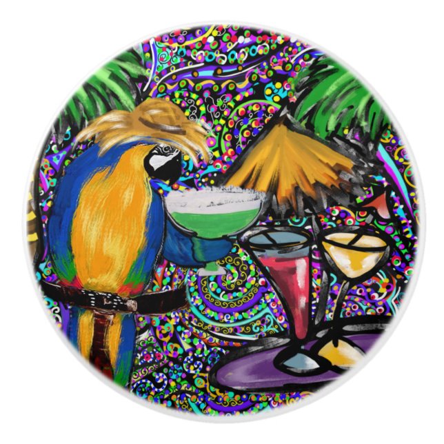 Pomo De Cerámica Beach Fiesta Parrot (Anverso)