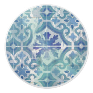 Pomo De Cerámica Beach Seaside Cottage Aqua Blue Tile Rusood