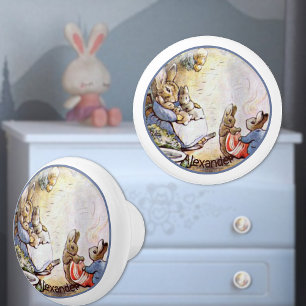Pomo De Cerámica Beatrix Potter Bunny Family Ceramic Knob