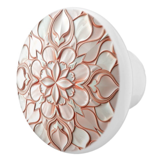 Pomo De Cerámica Beautiful blush pink offwhite pearl inspired (Derecha)