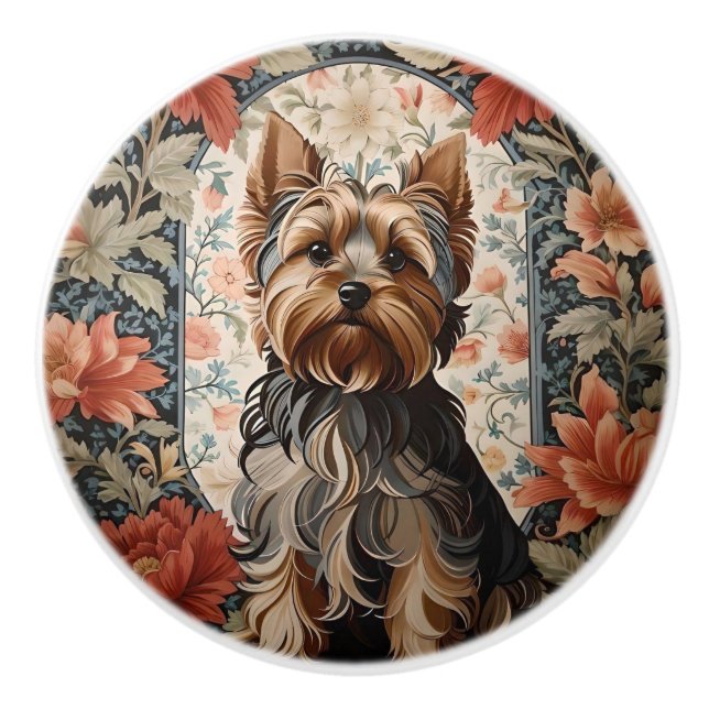 Pomo De Cerámica Beautiful Yorkie | Yorkshire Terrier Portrait (Anverso)