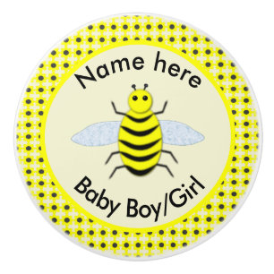 Pomo De Cerámica Bebé Amarillo Cute Género Personalizado Neutral Nu