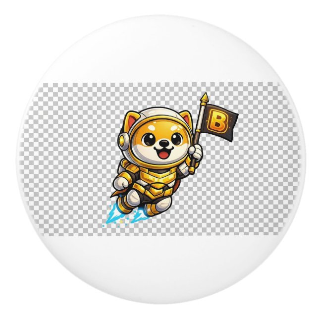 Pomo De Cerámica Bebé Doge Astronauta (Anverso)