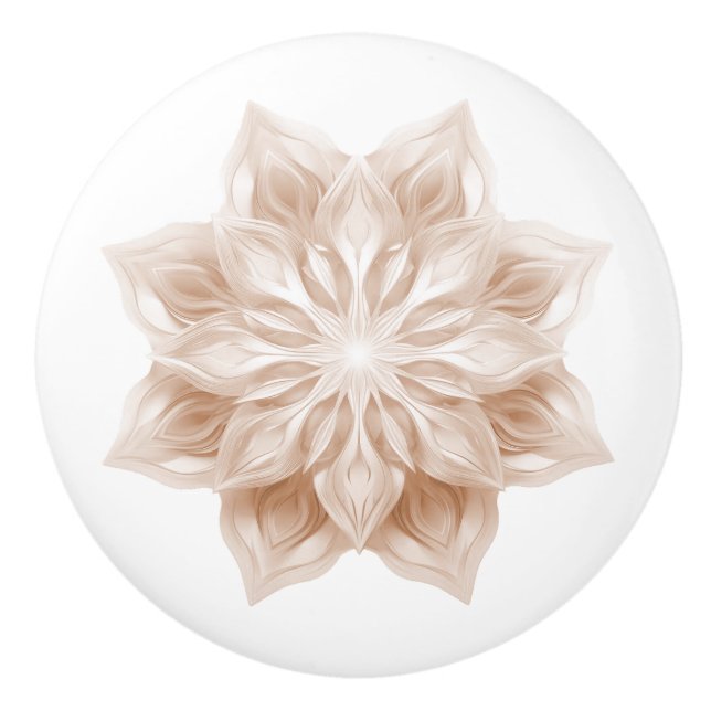 Pomo De Cerámica Beige 3D Shiny Mandala (Anverso)