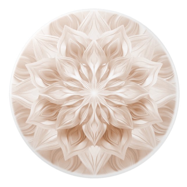 Pomo De Cerámica Beige 3D Shiny Mandala (Anverso)