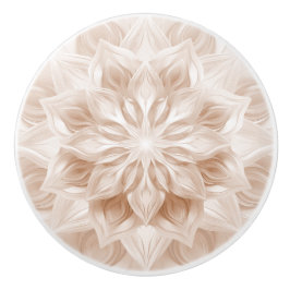 Pomo De Cerámica Beige 3D Shiny Mandala Pattern