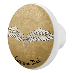 Pomo De Cerámica Beige Wings Ceramic Knob