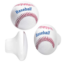 Pomo De Cerámica Béisbol Personalizable Rojo Blanco y Azul