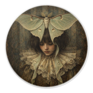 Pomo De Cerámica Belleza Victoriana con Mariposa 