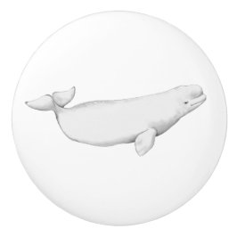 Pomo De Cerámica Beluga Ilustracion de ballena Lover Regalo blanco